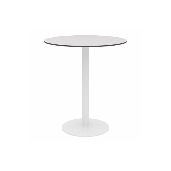 Kfi 36" Round Outdoor Bar Table - Fashion Gray Phenolic Top - White Aluminum Frame - Ivy Series OLTP36RD-B2200WH-D381-41 - main